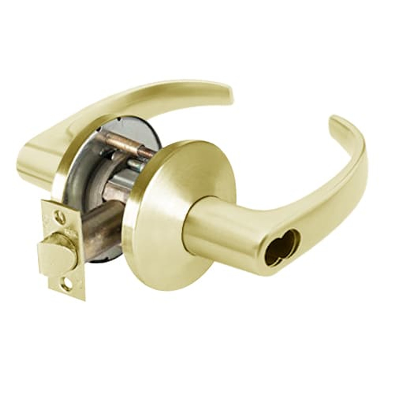 9K37W14LS3605 Best 9K Series Institutional Cylindrical Lever Locks with Curved with Return Lever Design Accept 7 Pin Best Core in Bright Brass