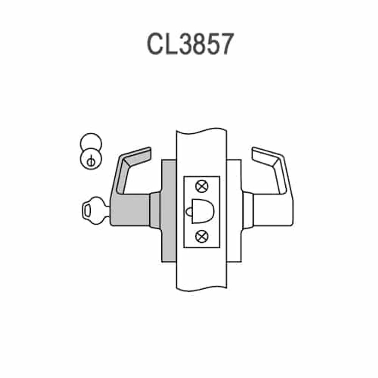CL3857-NZD-618-CL6 Corbin CL3800 Series IC 6-Pin Less Core Standard-Duty Storeroom Cylindrical Locksets with Newport Lever in Bright Nickel Plated