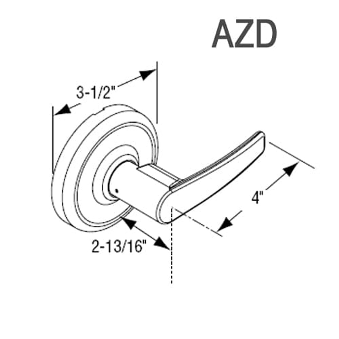 CL3857-AZD-606-LC Corbin CL3800 Series Standard-Duty Less Cylinder Storeroom Cylindrical Locksets with Armstrong Lever in Satin Brass