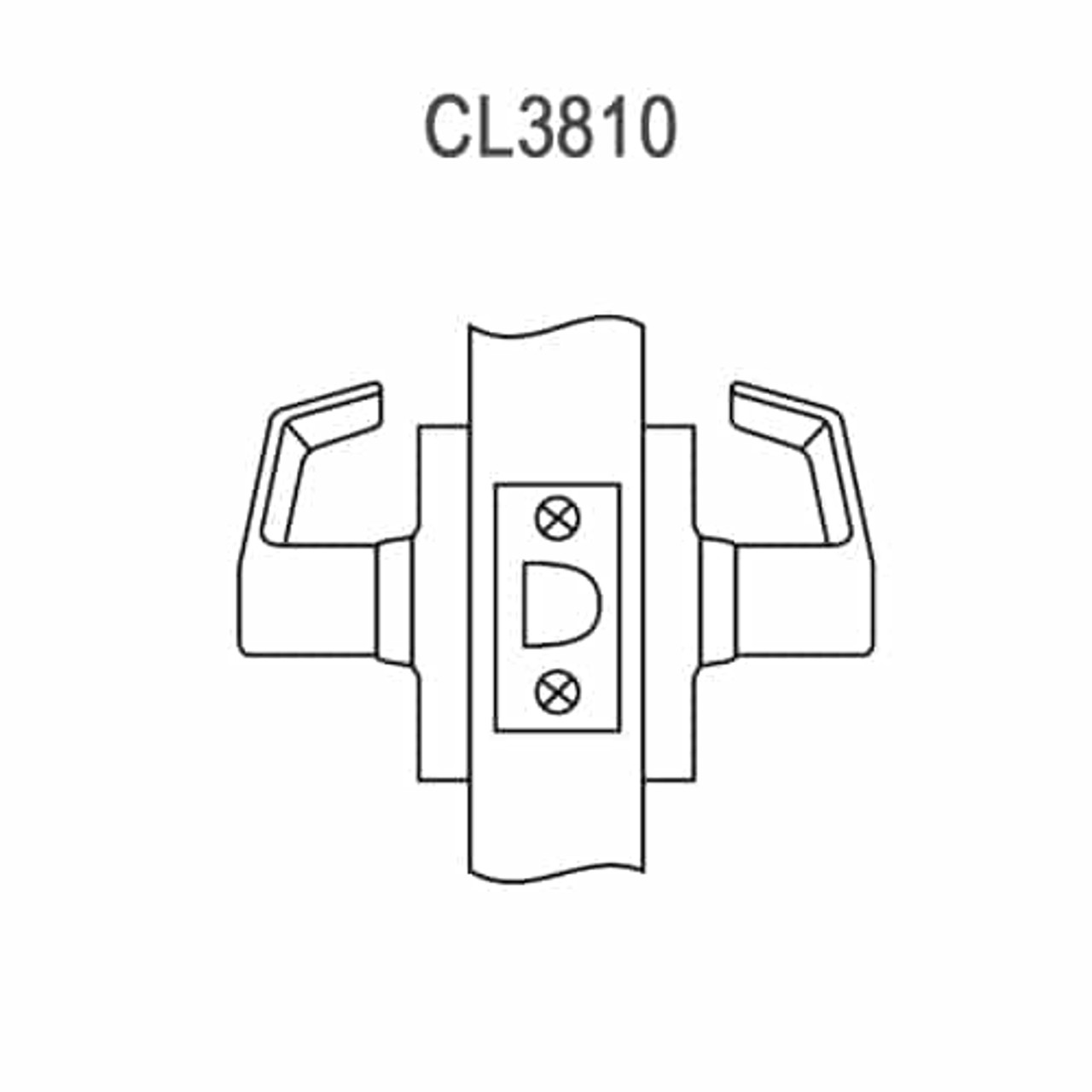 CL3810-PZD-618 Corbin CL3800 Series Standard-Duty Passage Cylindrical Locksets with Princeton Lever in Bright Nickel Plated