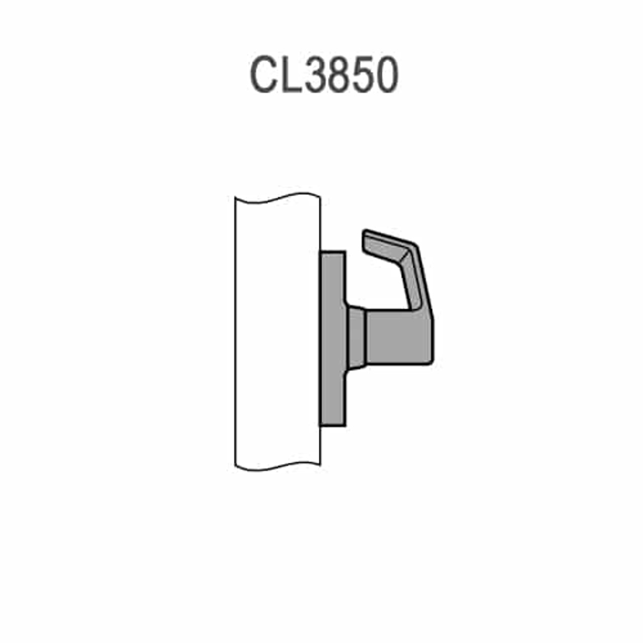 CL3850-PZD-618 Corbin CL3800 Series Standard-Duty Half Dummy Cylindrical Locksets with Princeton Lever in Bright Nickel Plated