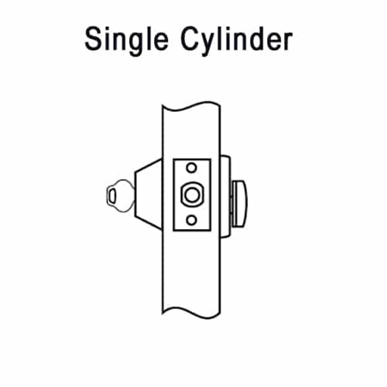 DL2213-605 Corbin DL2200 Series Cylindrical Deadlocks with Single Cylinder in Bright Brass