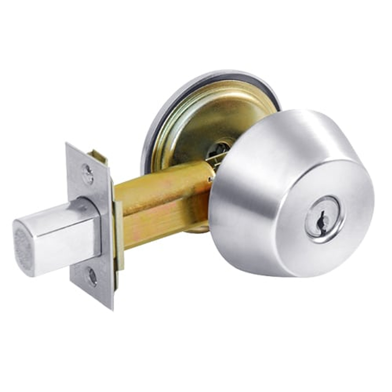 DL2213-625 Corbin DL2200 Series Cylindrical Deadlocks with Single Cylinder in Bright Chrome Finish