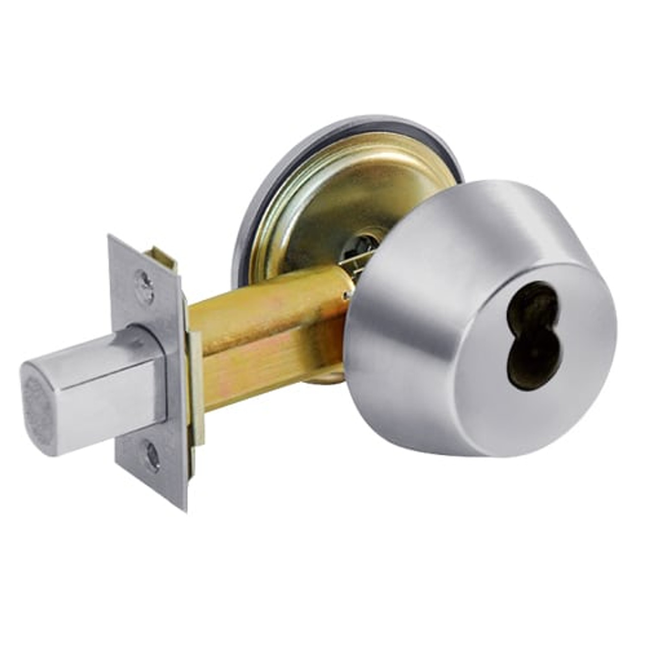 DL2213-626-CL6 Corbin DL2200 Series IC 6-Pin Less Core Cylindrical Deadlocks with Single Cylinder in Satin Chrome Finish