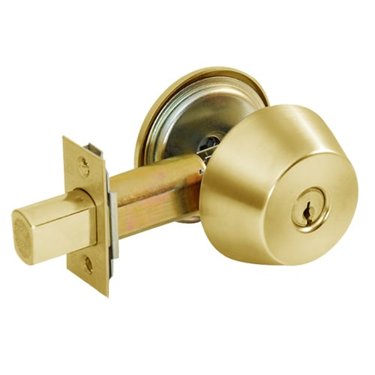 DL3211-605 Corbin DL3200 Series Cylindrical Deadlocks with Single Cylinder w/ Blank Plate in Bright Brass Finish