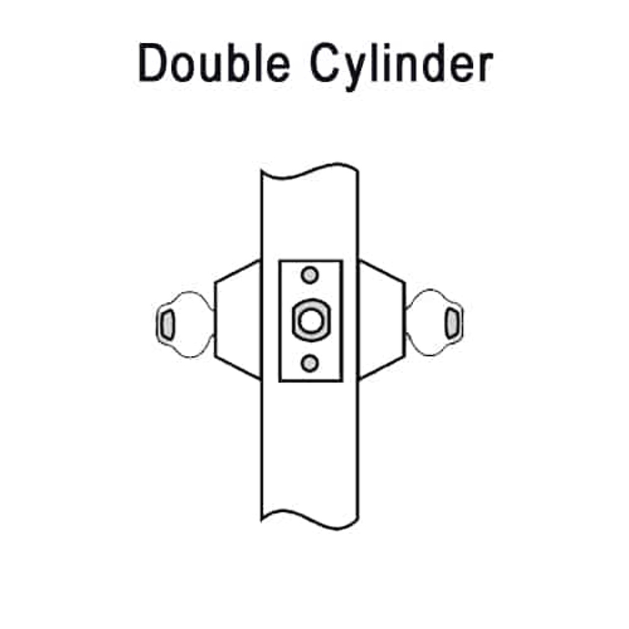 DL3212-606-CL7 Corbin DL3200 Series IC 7-Pin Less Core Cylindrical Deadlocks with Double Cylinder in Satin Brass