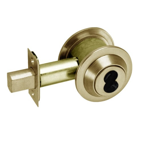 DL3012-606-CL6 Corbin DL3000 Series IC 6-Pin Less Core Cylindrical Deadlocks with Double Cylinder in Satin Brass Finish