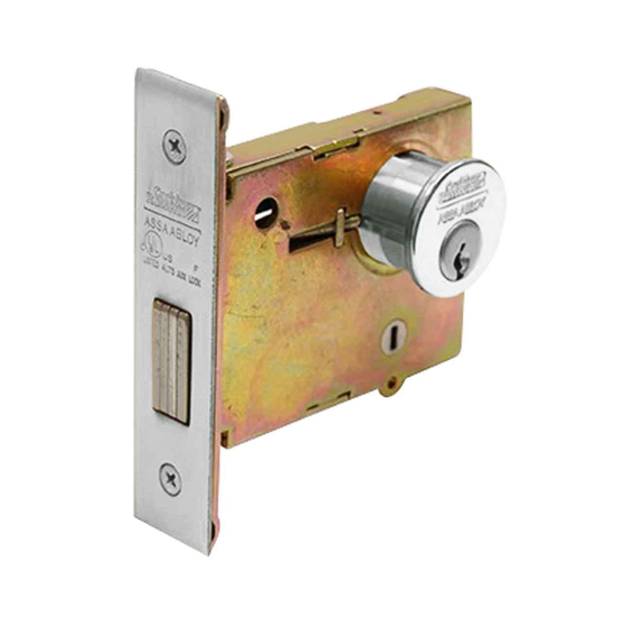 DL4113-618 Corbin DL4100 Series Mortise Deadlocks with Single Cylinder in Bright Nickel Finish