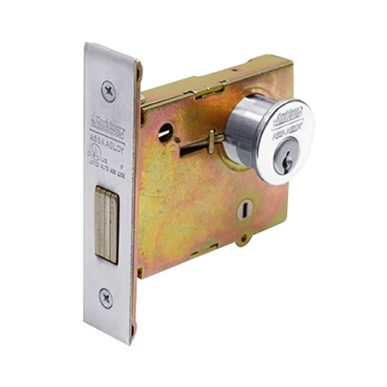 DL4117-625 Corbin DL4100 Series Classroom Mortise Deadlocks with Single Cylinder in Bright Chrome Finish