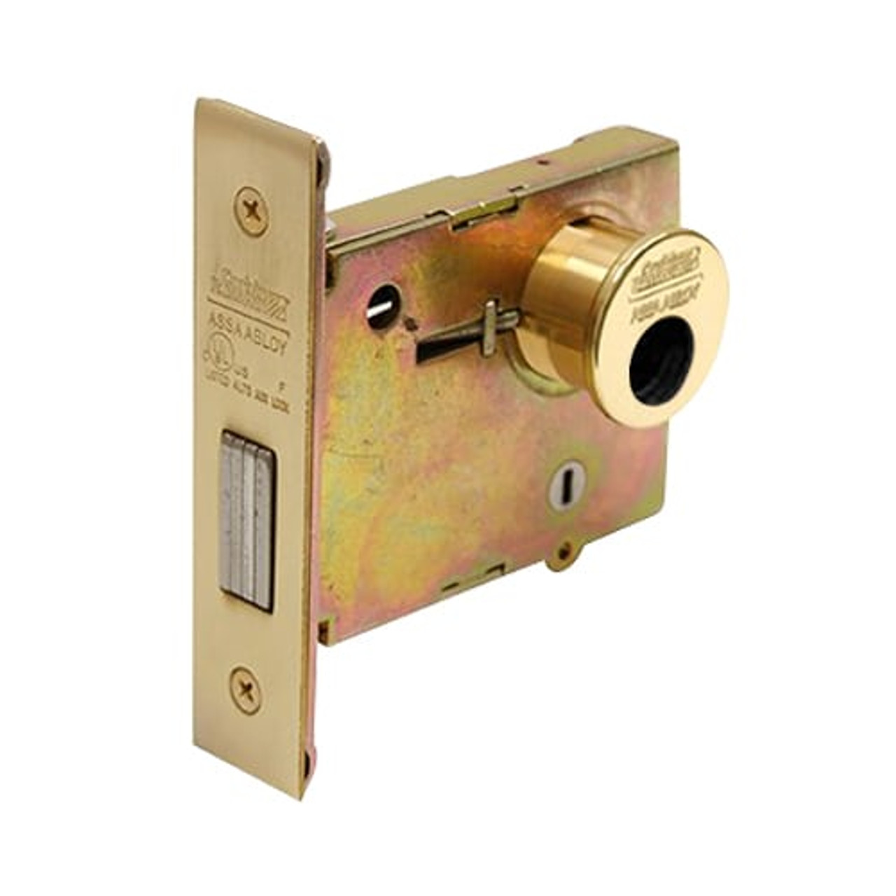 DL4113-605-LC Corbin DL4100 Series Mortise Deadlocks with Single Cylinder in Bright Brass Finish