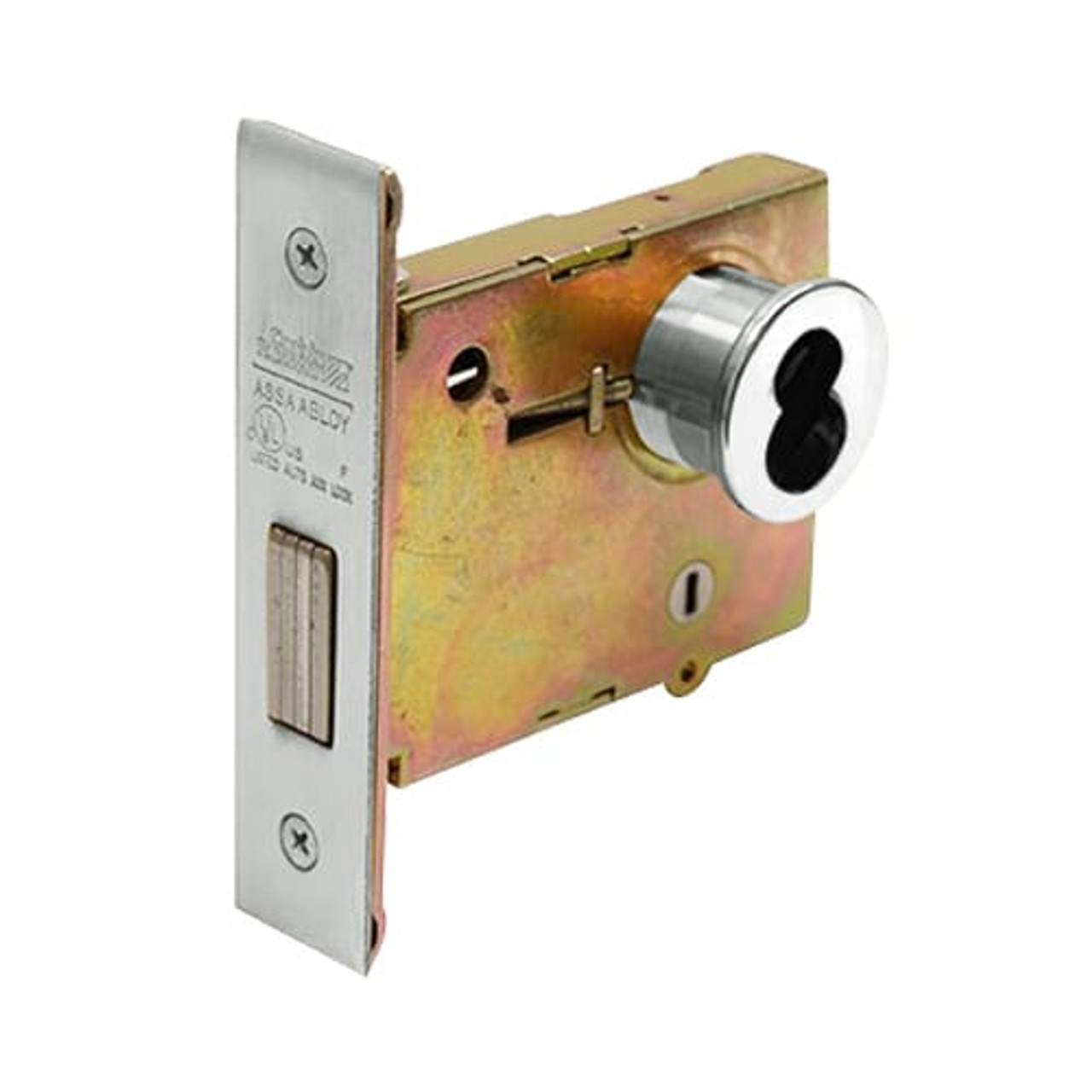 DL4113-618-CL6 Corbin DL4100 Series IC 6-Pin Less Core Mortise Deadlocks with Single Cylinder in Bright Nickel Finish