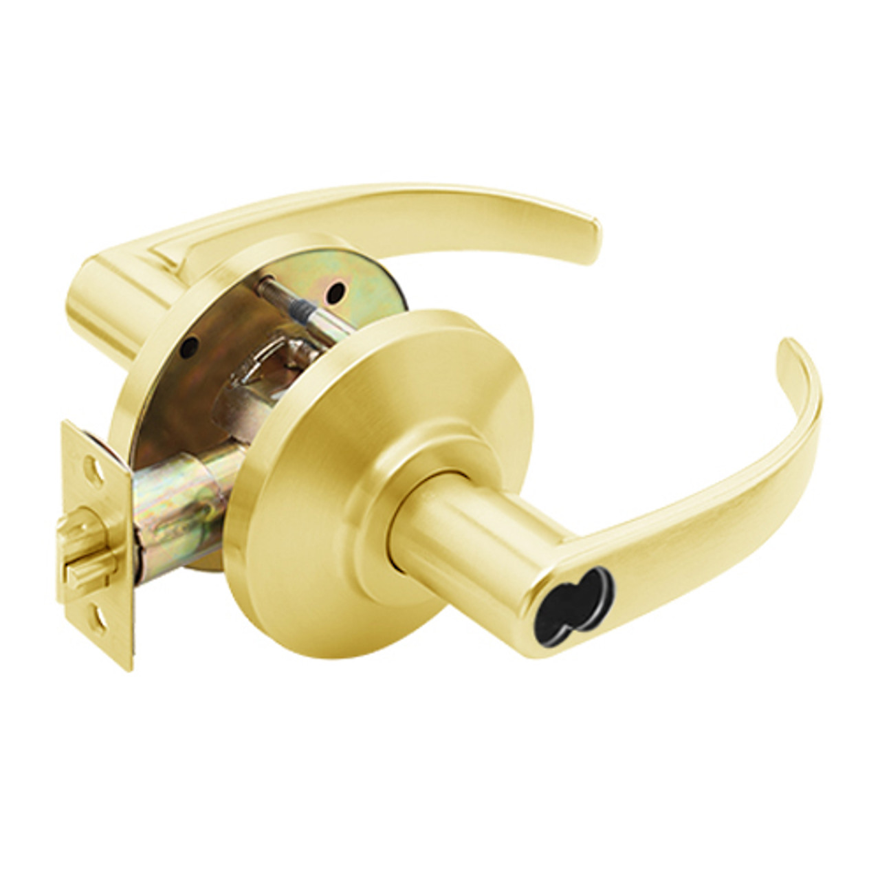 7KC37AB14DSTK605 Best 7KC Series Entrance Medium Duty Cylindrical Lever Locks with Curved Return Design in Bright Brass