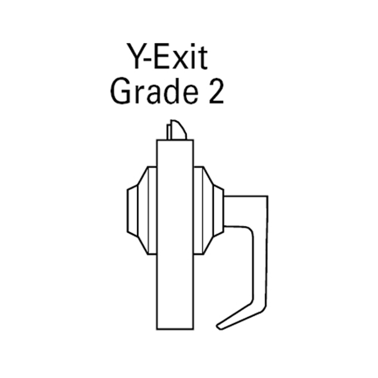 7KC20Y16DSTK606 Best 7KC Series Exit Medium Duty Cylindrical Lever Locks with Curved Without Return Lever Design in Satin Brass