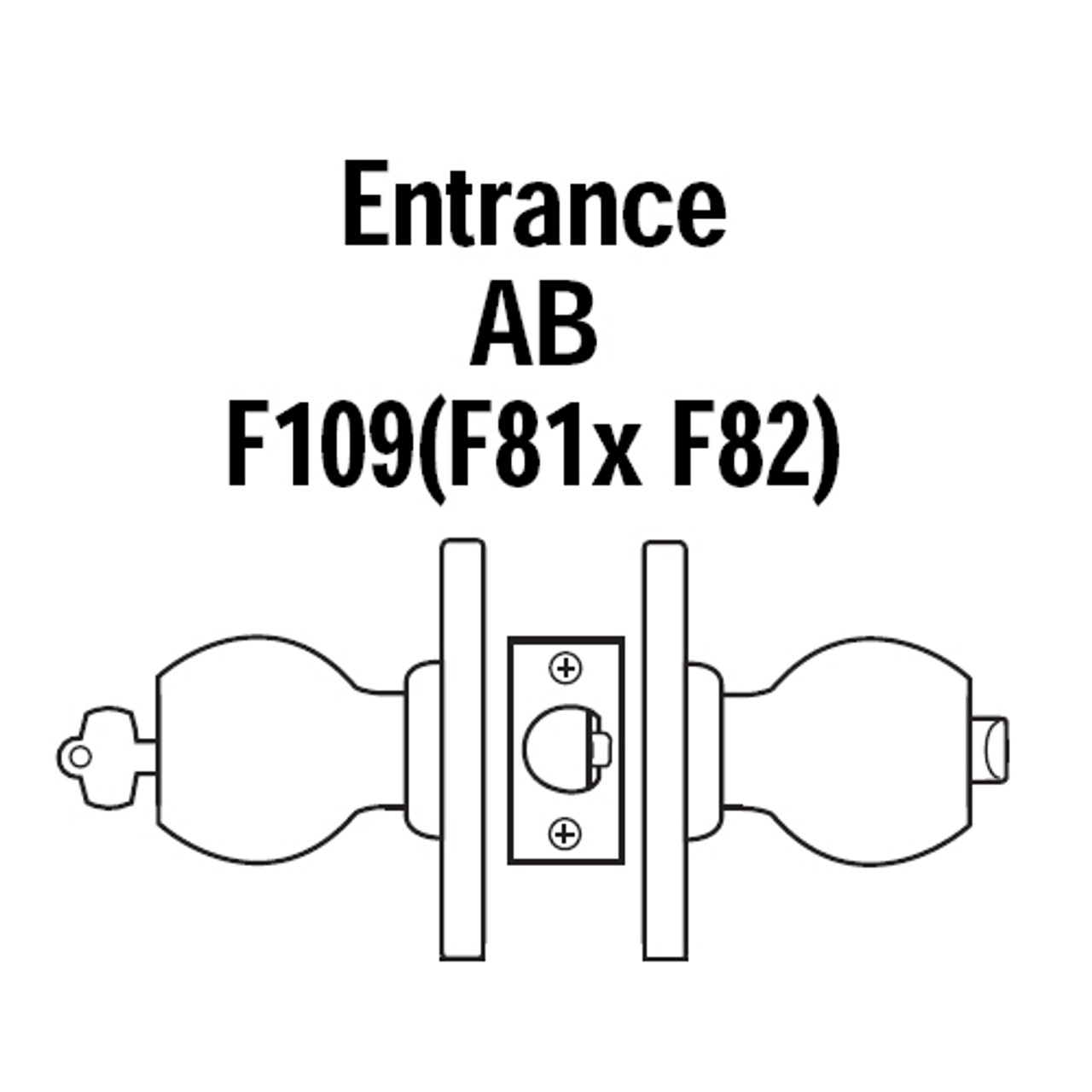 8K37AB6CS3605 Best 8K Series Entrance Heavy Duty Cylindrical Knob Locks with Tulip Style in Bright Brass