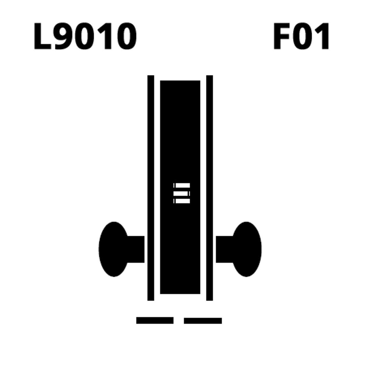 L9010-01A-606 Schlage L Series Passage Latch Commercial Mortise Lock with 01 Cast Lever Design in Satin Brass