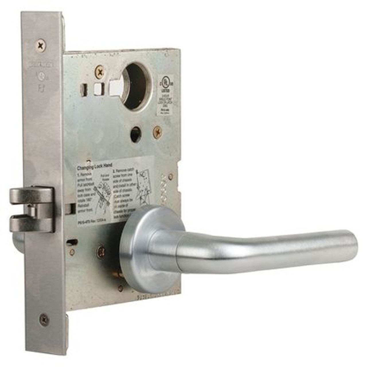 L9010-02A-629 Schlage L Series Passage Latch Commercial Mortise Lock with 02 Cast Lever Design in Bright Stainless Steel