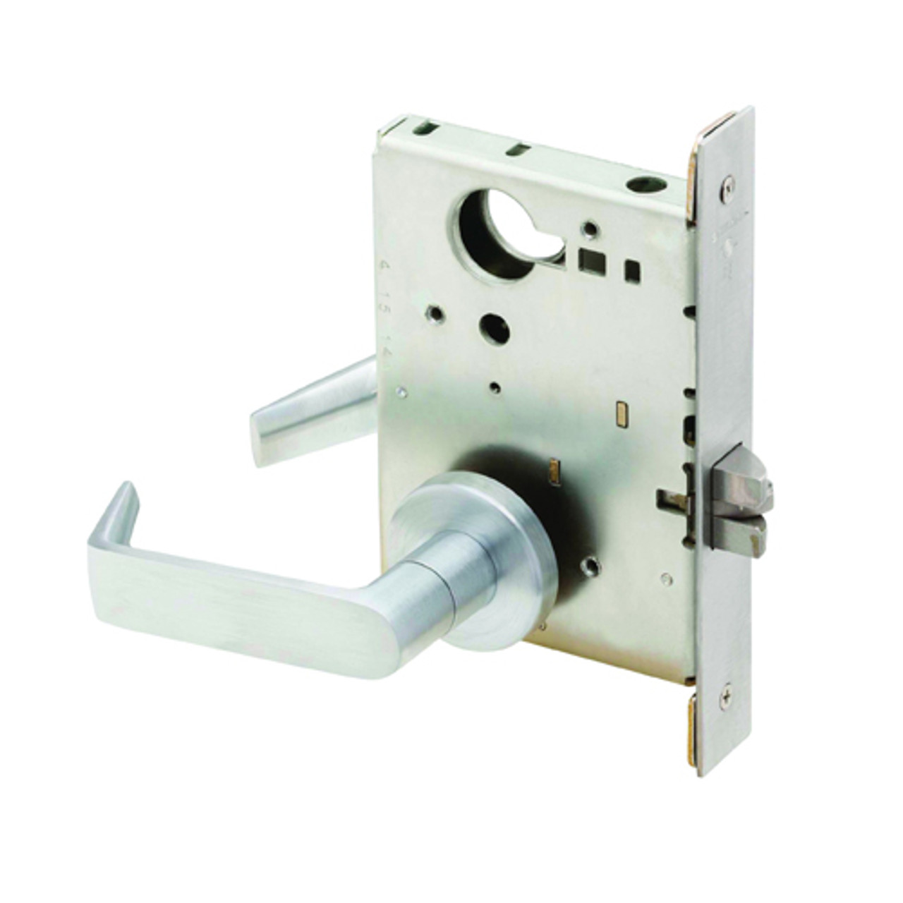 L9010-06A-605 Schlage L Series Passage Latch Commercial Mortise Lock with 06 Cast Lever Design in Bright Brass