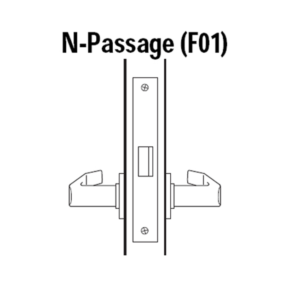 45H0N3S605 Best 40H Series Passage Heavy Duty Mortise Lever Lock with Solid Tube Return Style in Bright Brass