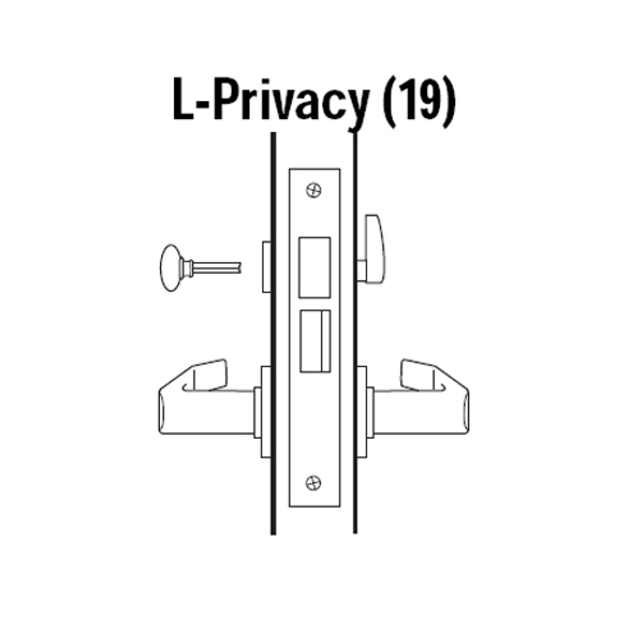 45H0L3H626 Best 40H Series Privacy with Deadbolt Heavy Duty Mortise Lever Lock with Solid Tube Return Style in Satin Chrome