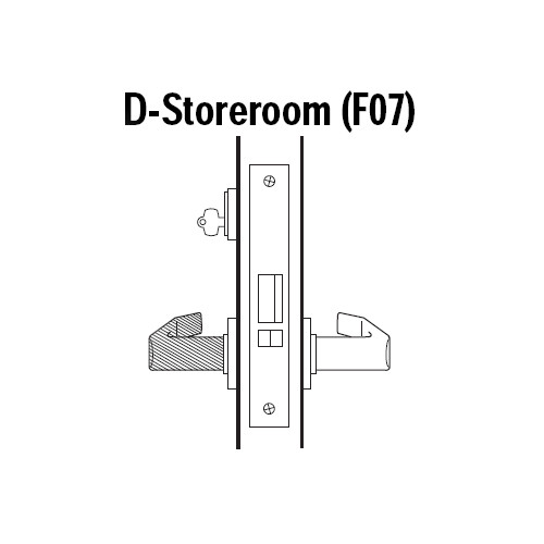 45H7D14R618 Best 40H Series Storeroom Heavy Duty Mortise Lever Lock with Curved with Return Style in Bright Nickel