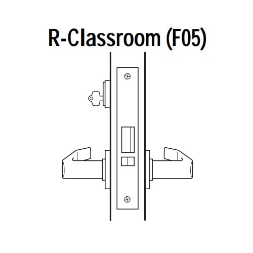 45H7R14R626 Best 40H Series Classroom Heavy Duty Mortise Lever Lock with Curved with Return Style in Satin Chrome