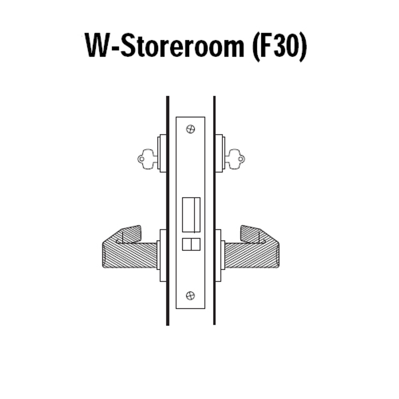 45H7W3R606 Best 40H Series Storeroom without Deadbolt Heavy Duty Mortise Lever Lock with Solid Tube Return Style in Satin Brass