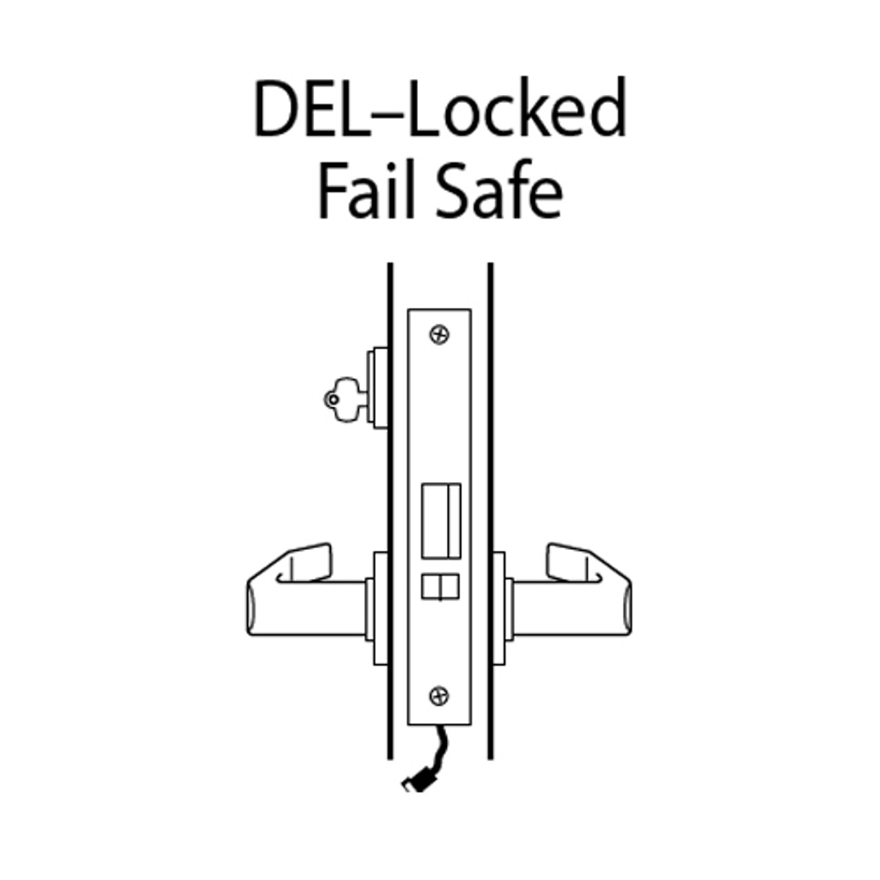 45HW7DEL3R626 Best 40HW series Single Key Latch Fail Safe Electromechanical Mortise Lever Lock with Solid Tube w/ Return Style in Satin Chrome