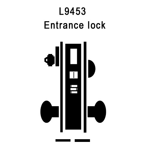 L9453L-01B-606, Schlage Entrance / Office with Deadbolt, Mortise Lock, 01 Lever, B Rose, Less Cylinder, Satin Brass Finish