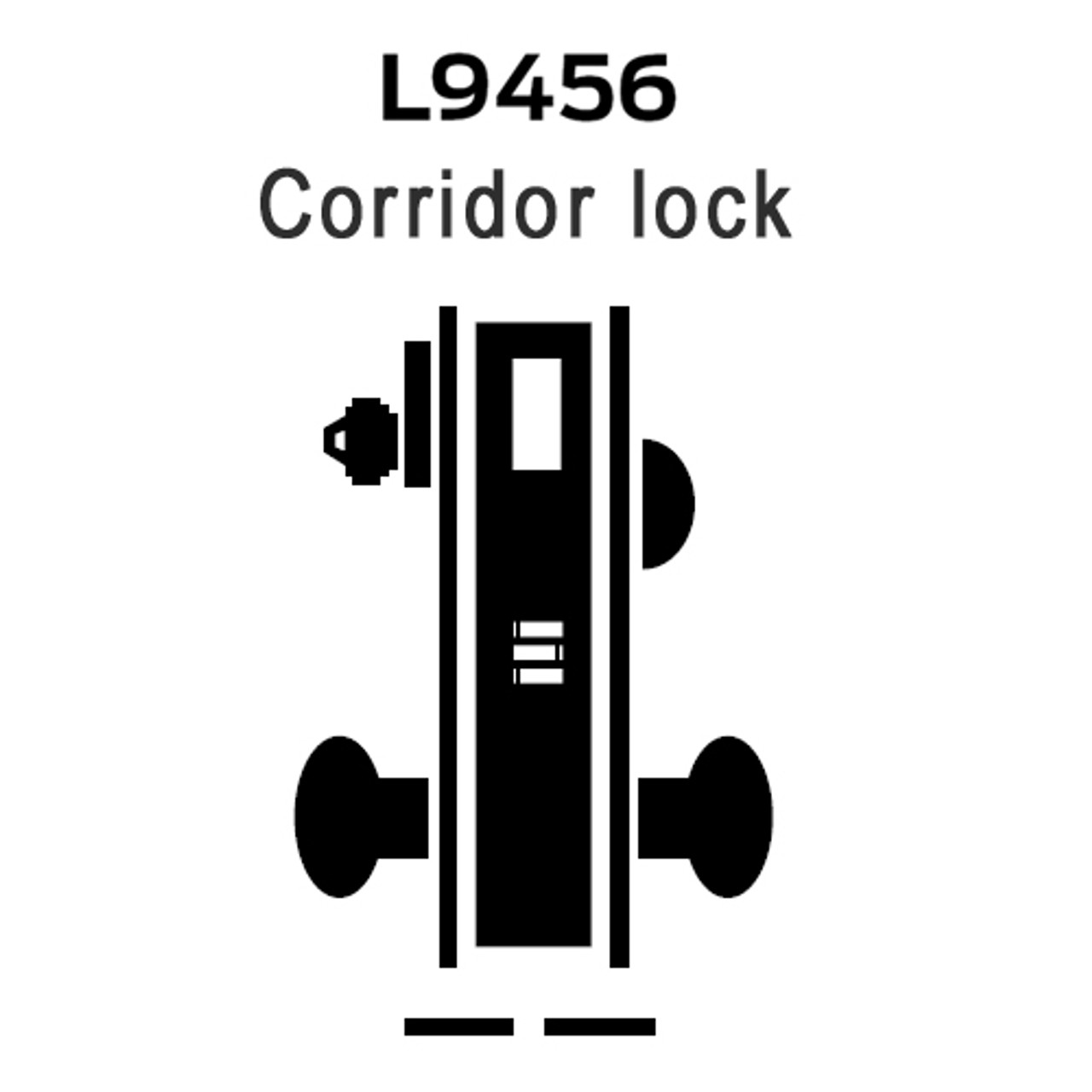 L9456L-12A-625-LH, Schlage Corridor with Deadbolt, Mortise Lock, 12 Lever, A Rose, Less Cylinder, Bright Chrome Finish