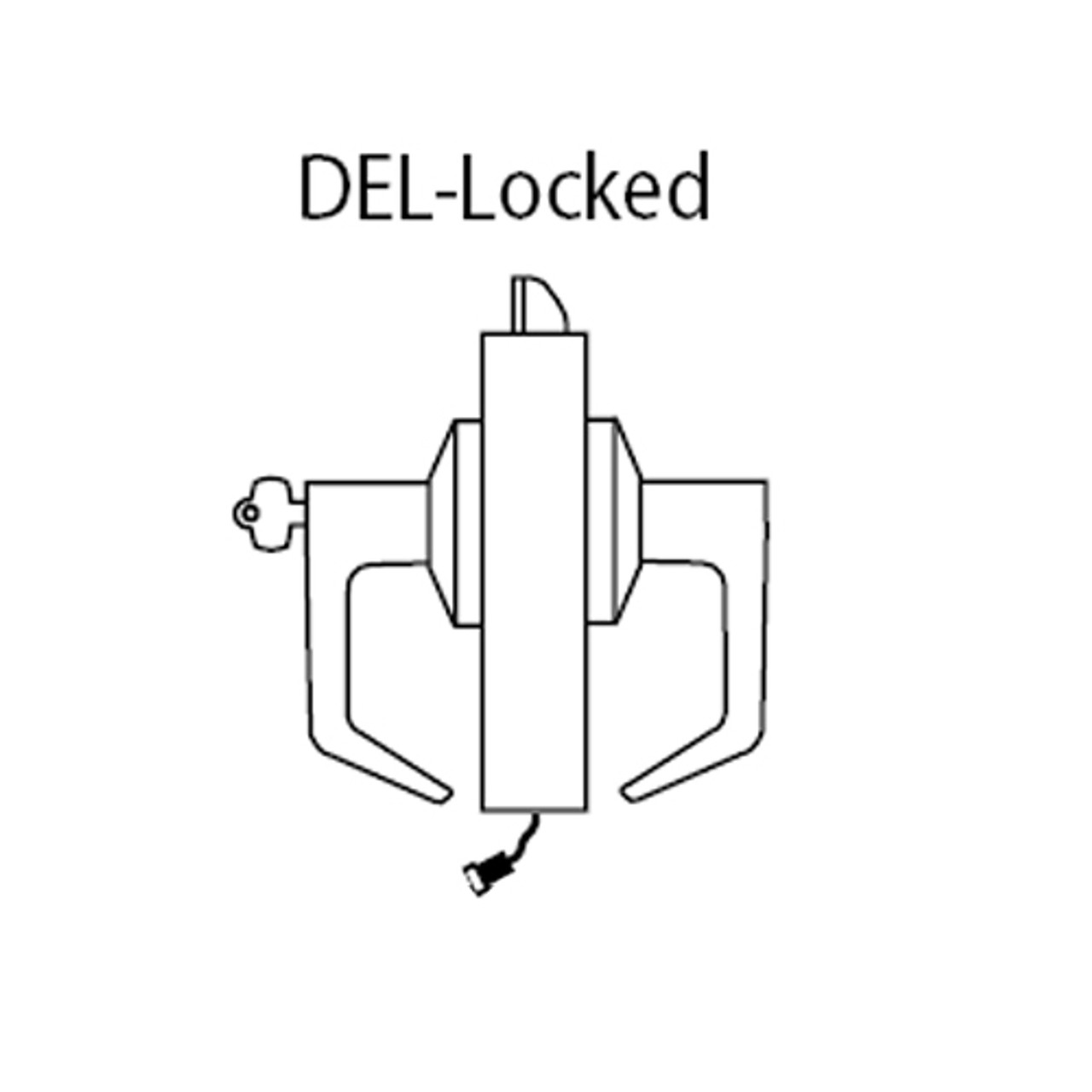 9KW37DEL14CSTK625 Best 9KW Series Fail Safe Electromechanical Heavy Duty Cylindrical Lock with Curved w/ Return Style in Bright Chrome