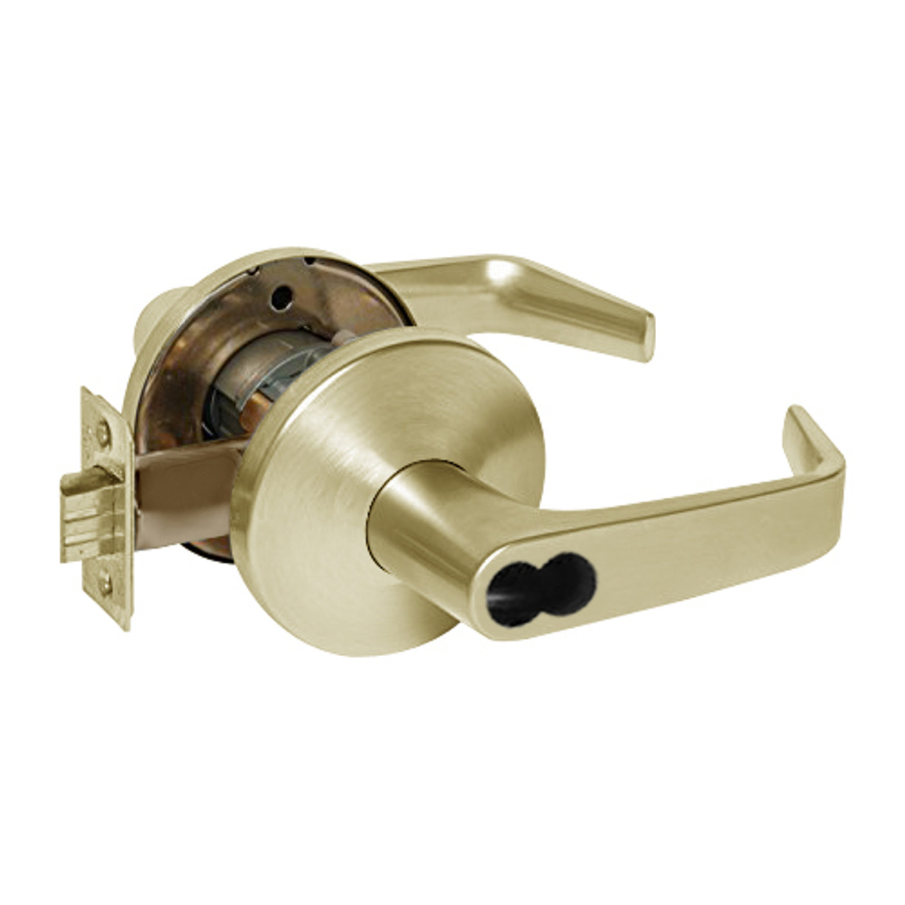 9KW37DEL15LSTK606RQE Best 9KW Series Fail Safe Electromechanical Heavy Duty Cylindrical Lock with Contour w/ Angle Return Style in Satin Brass