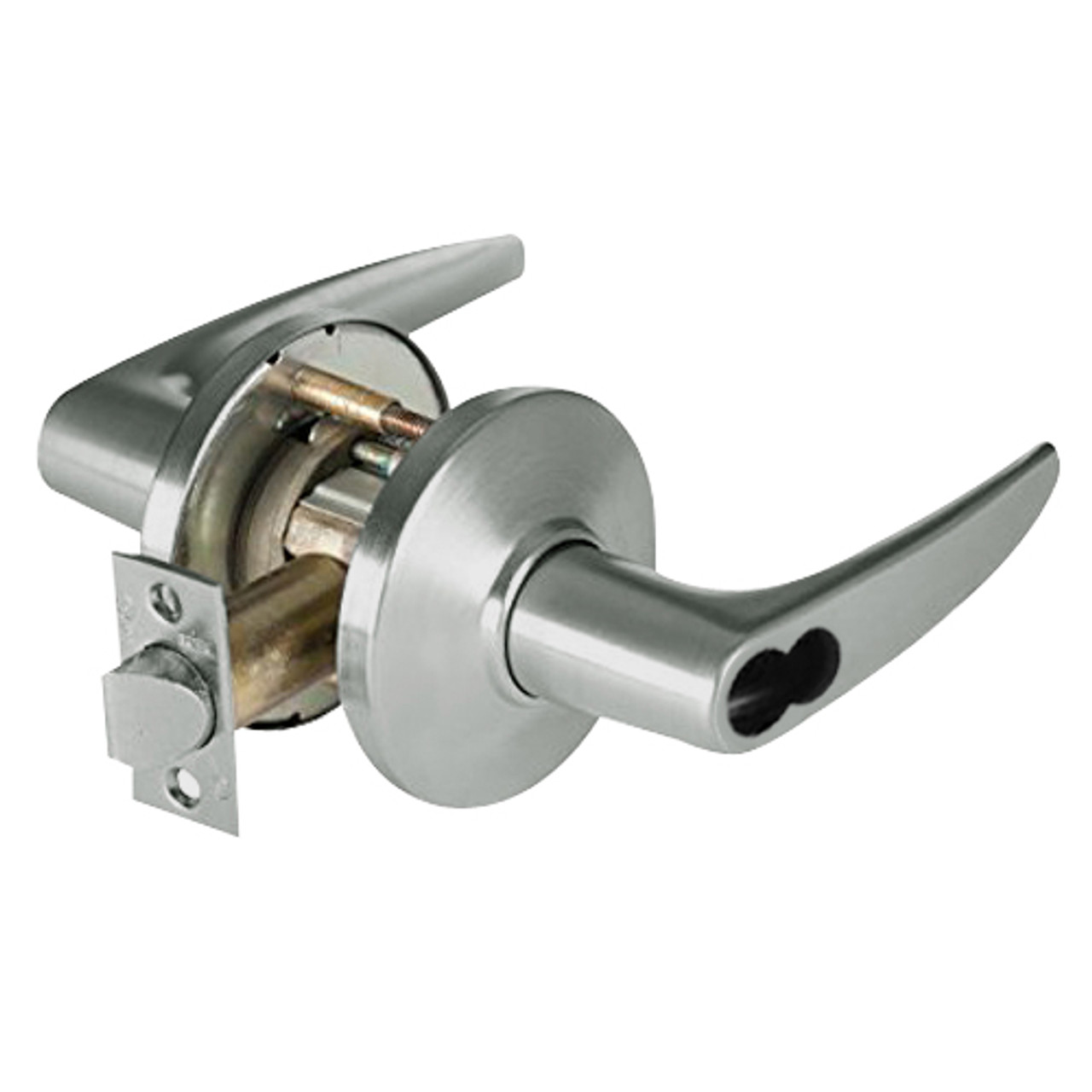 9KW37DEL16DSTK619 Best 9KW Series Fail Safe Electromechanical Heavy Duty Cylindrical Lock with Curved w/ No Return Style in Satin Nickel