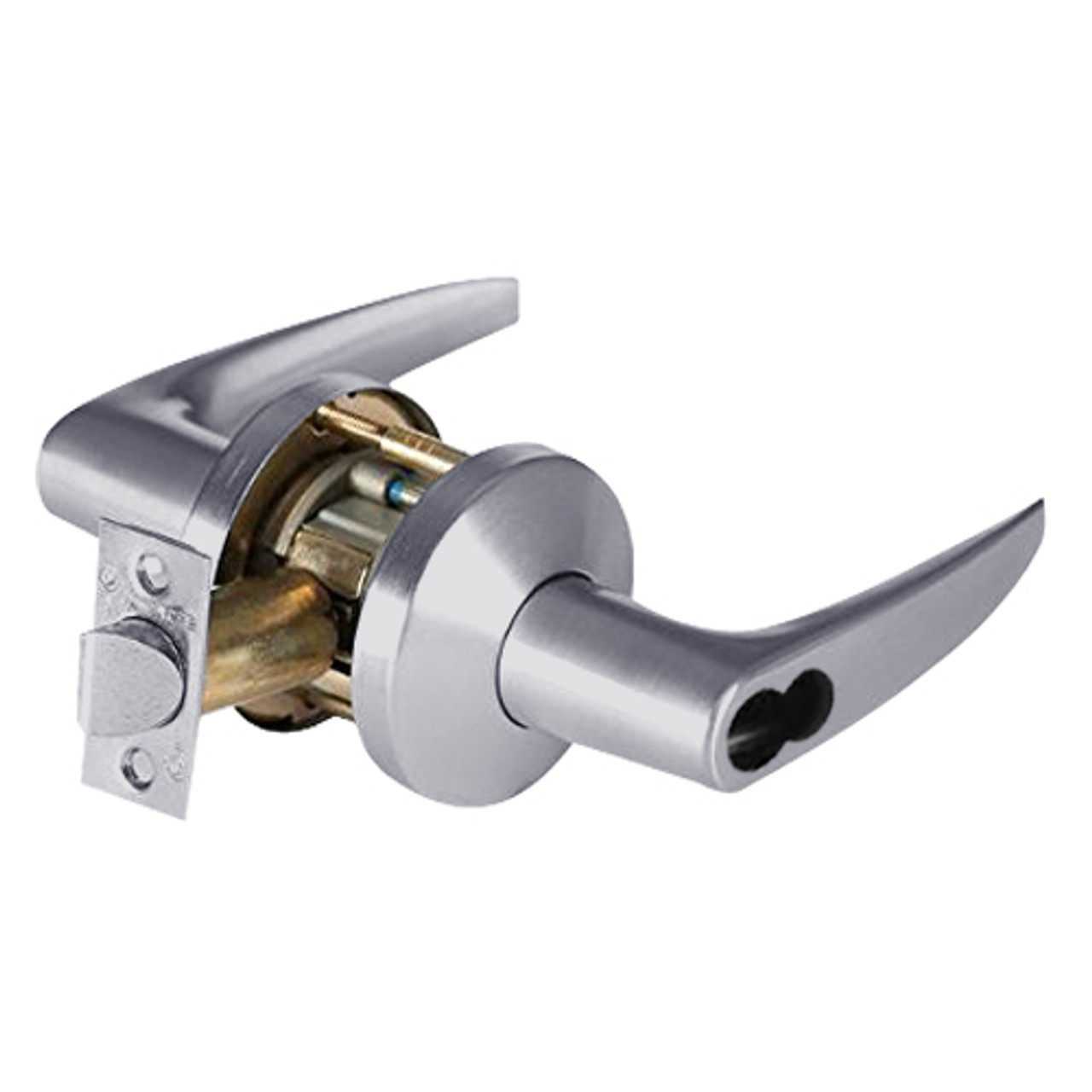 9KW37DEL16KSTK626 Best 9KW Series Fail Safe Electromechanical Heavy Duty Cylindrical Lock with Curved w/ No Return Style in Satin Chrome