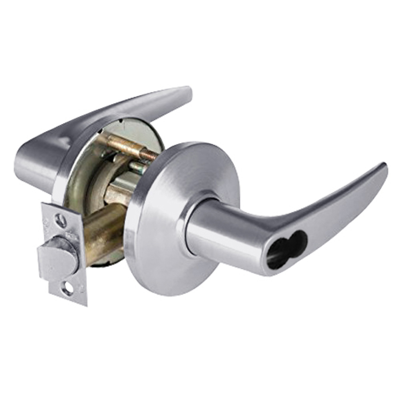 9KW37DEL16DSTK626RQE Best 9KW Series Fail Safe Electromechanical Heavy Duty Cylindrical Lock with Curved w/ No Return Style in Satin Chrome
