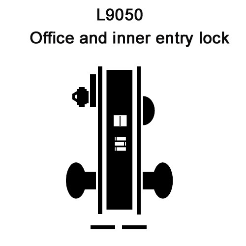 L9050J-12A-605-RH, Schlage Entrance / Office, Mortise Lock, 12 Lever, A Rose, FSIC Prep, Bright Brass Finish