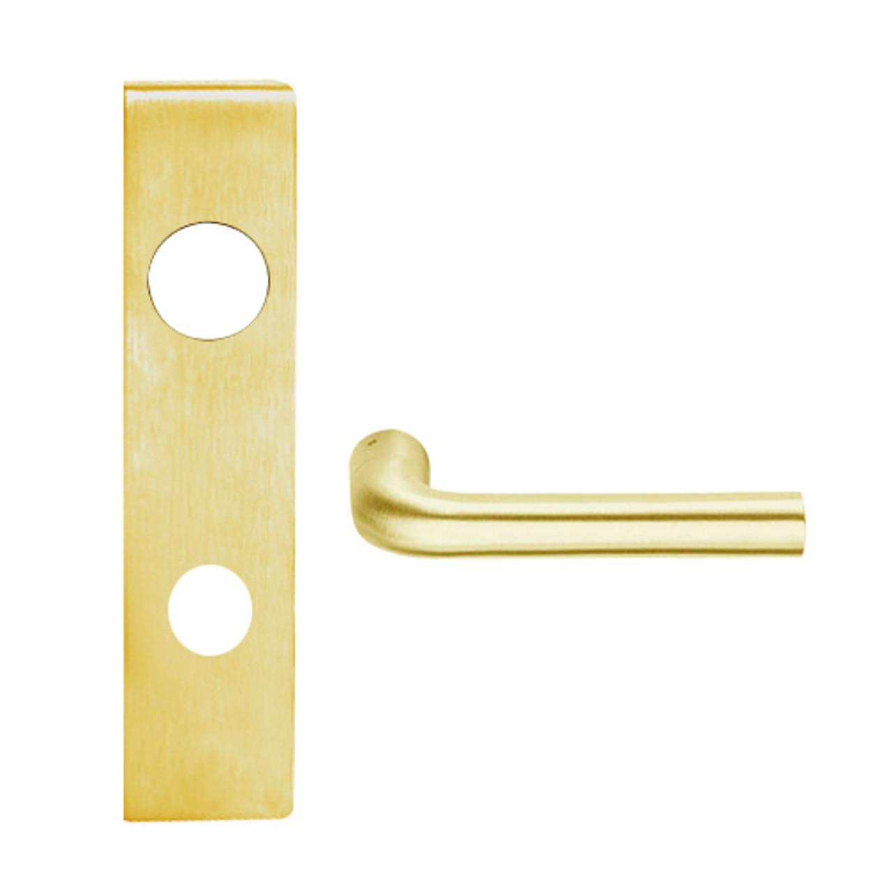 L9070J-02L-605 Schlage L Series Classroom Commercial Mortise Lock with 02 Cast Lever Design Prepped for FSIC in Bright Brass