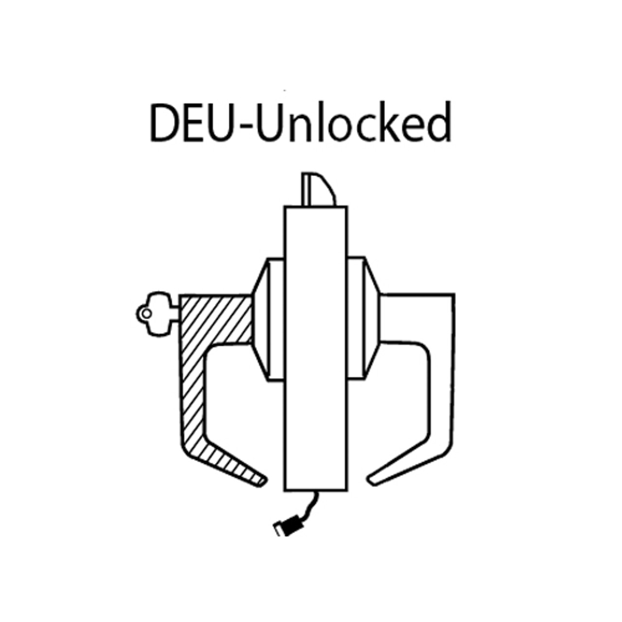 9KW37DEU16DSTK606 Best 9KW Series Fail Secure Electromechanical Heavy Duty Cylindrical Lock with Curved w/ No Return Style in Satin Brass