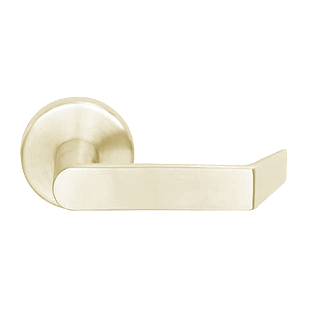 L9480L-06A-606 Schlage L Series Less Cylinder Storeroom with Deadbolt Commercial Mortise Lock with 06 Cast Lever Design in Satin Brass