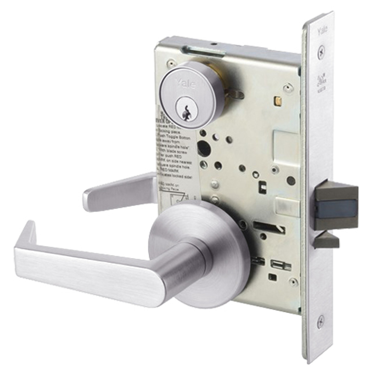 AUR8807FL-629 Yale 8800FL Series Single Cylinder Mortise Entrance Locks with Augusta Lever in Bright Stainless Steel