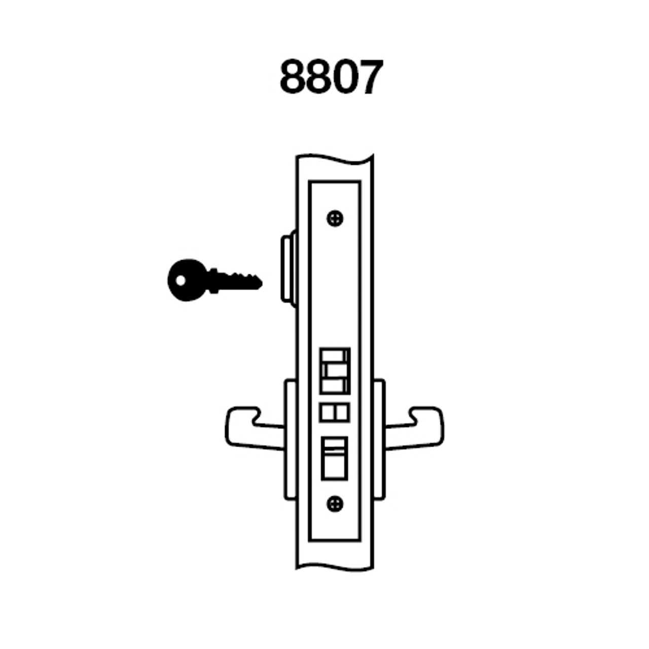 AUR8807FL-629 Yale 8800FL Series Single Cylinder Mortise Entrance Locks with Augusta Lever in Bright Stainless Steel