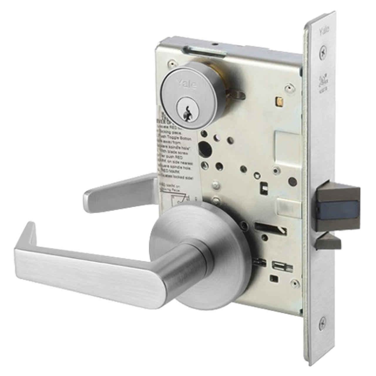 AUR8824FL-618 Yale 8800FL Series Single Cylinder Mortise Hold Back Locks with Augusta Lever in Bright Nickel