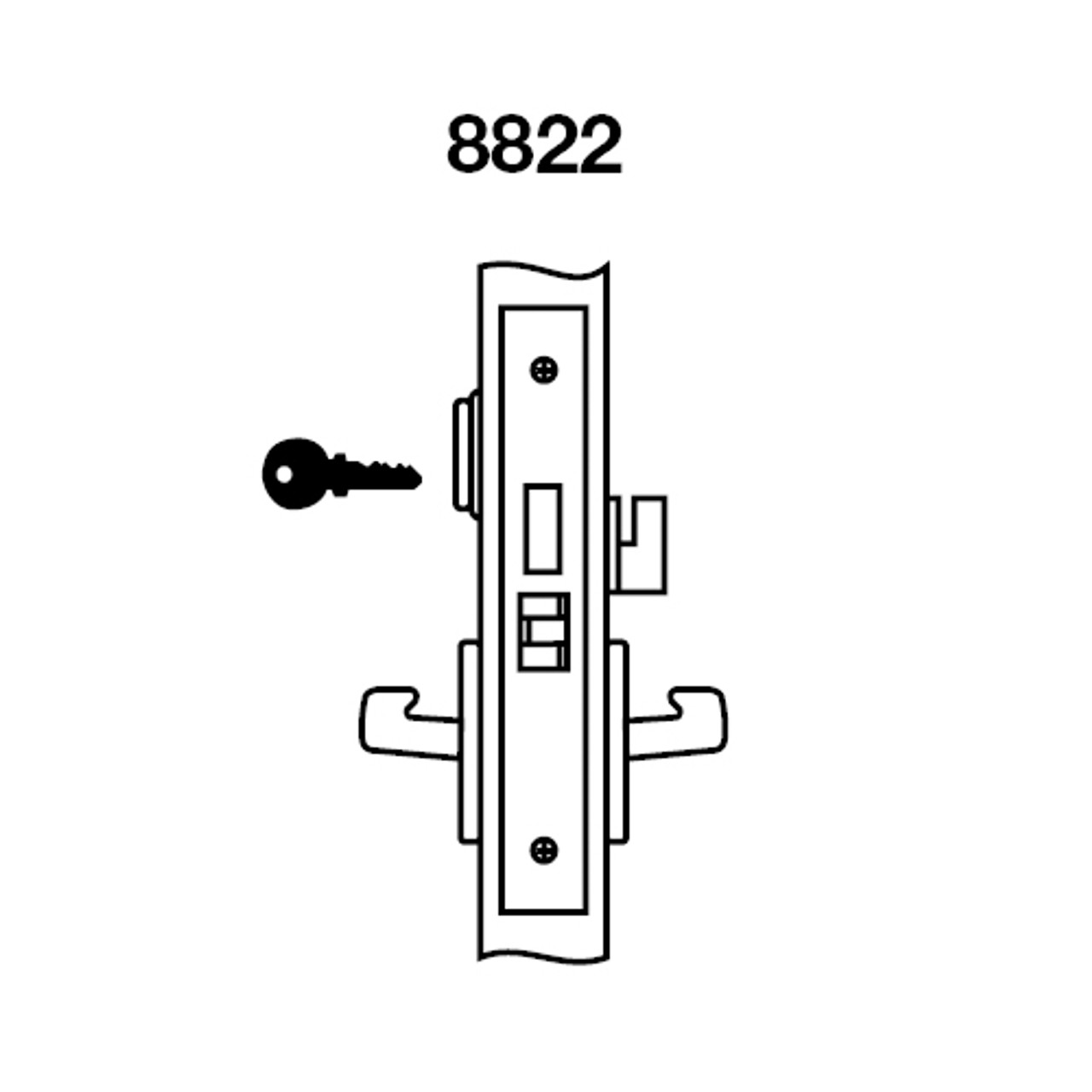 AUR8822FL-630 Yale 8800FL Series Single Cylinder with Deadbolt Mortise Bathroom Lock with Indicator with Augusta Lever in Satin Stainless Steel