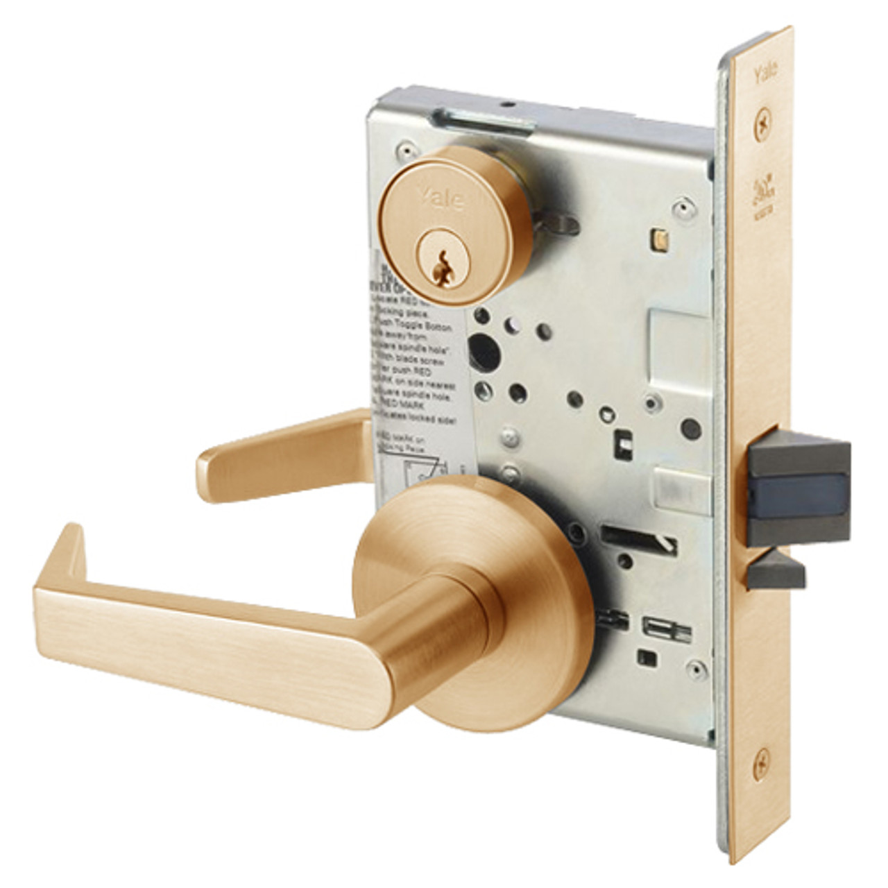 AUR8830-2FL-612 Yale 8800FL Series Double Cylinder Mortise Asylum Locks with Augusta Lever in Satin Bronze