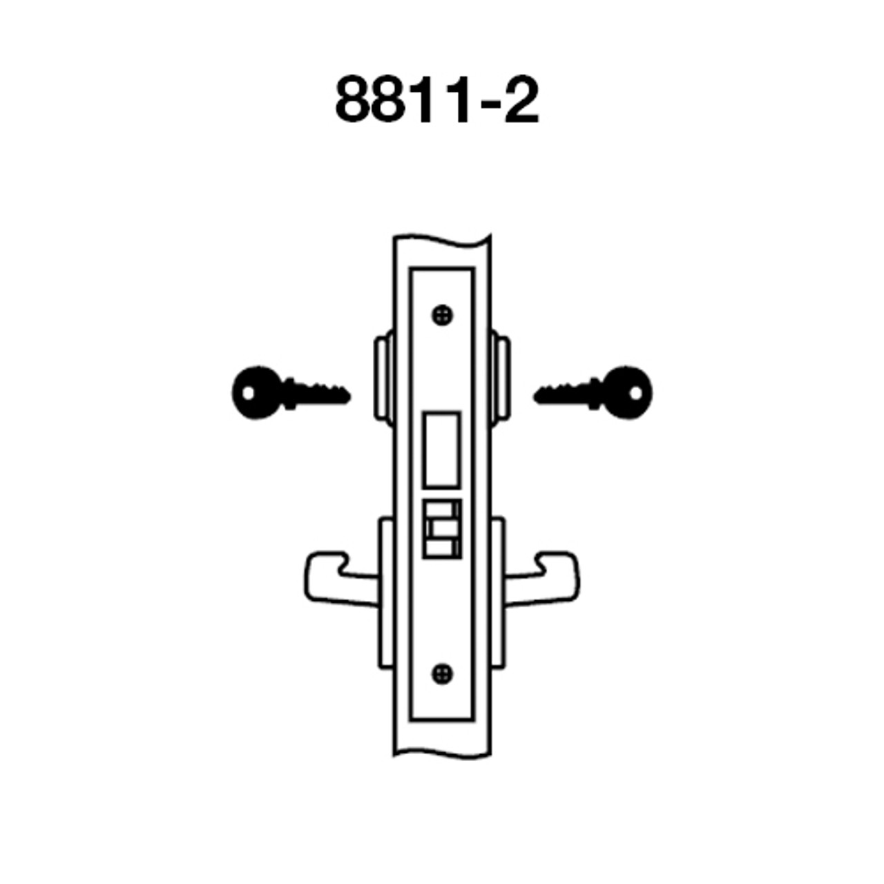 AUR8811-2FL-618 Yale 8800FL Series Double Cylinder Mortise Classroom Deadbolt Locks with Augusta Lever in Bright Nickel