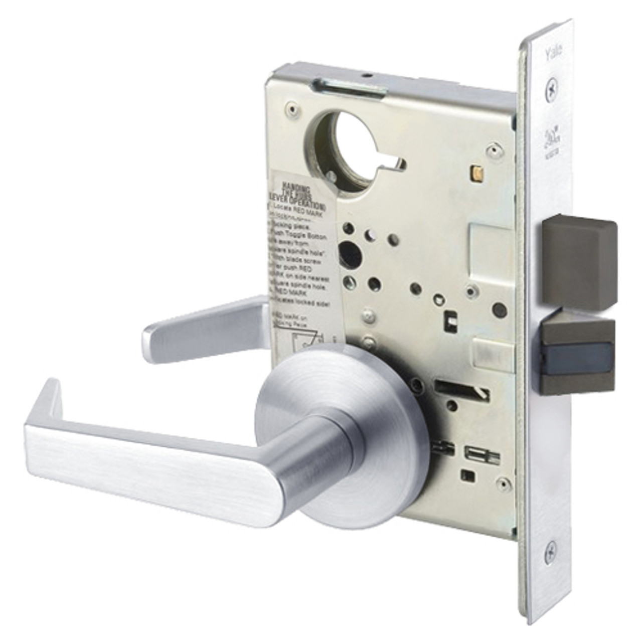 AUR8802FL-625 Yale 8800FL Series Non-Keyed Mortise Privacy Locks with Augusta Lever in Bright Chrome
