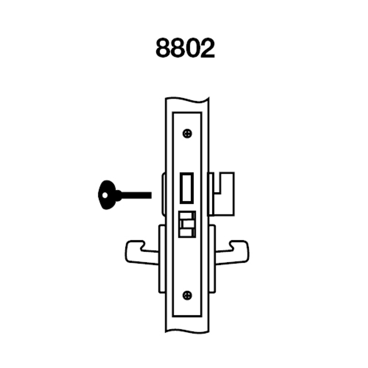 AUR8802FL-629 Yale 8800FL Series Non-Keyed Mortise Privacy Locks with Augusta Lever in Bright Stainless Steel