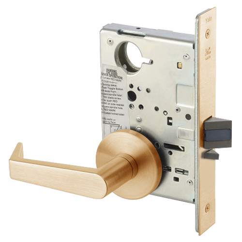 AUR8828FL-612 Yale 8800FL Series Non-Keyed Mortise Exit Locks with Augusta Lever in Satin Bronze