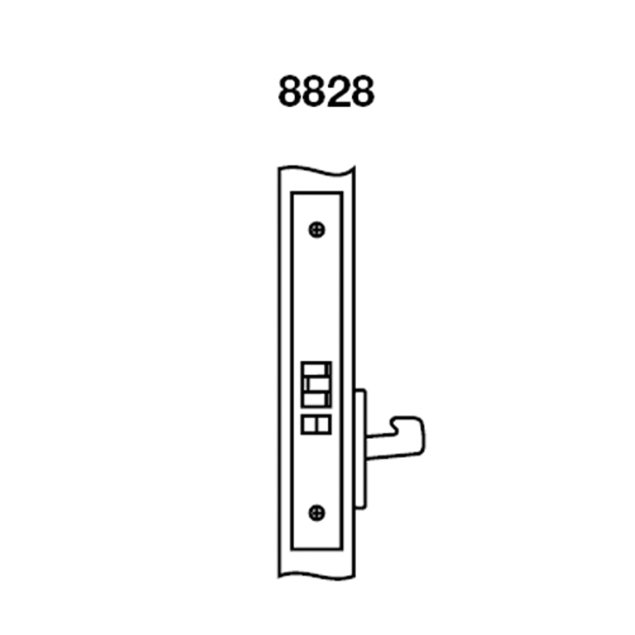 AUR8828FL-629 Yale 8800FL Series Non-Keyed Mortise Exit Locks with Augusta Lever in Bright Stainless Steel