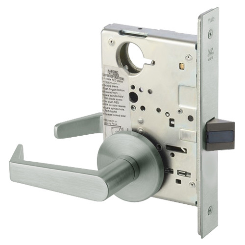 AUR8862FL-619 Yale 8800FL Series Non-Keyed Mortise Bathroom Locks with Augusta Lever in Satin Nickel