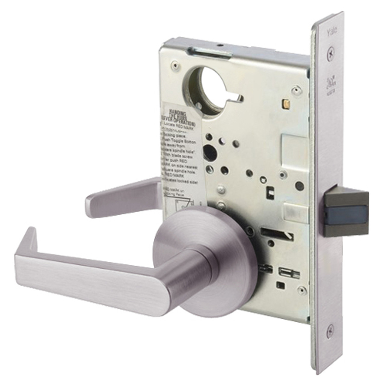 AUR8862FL-630 Yale 8800FL Series Non-Keyed Mortise Bathroom Locks with Augusta Lever in Satin Stainless Steel